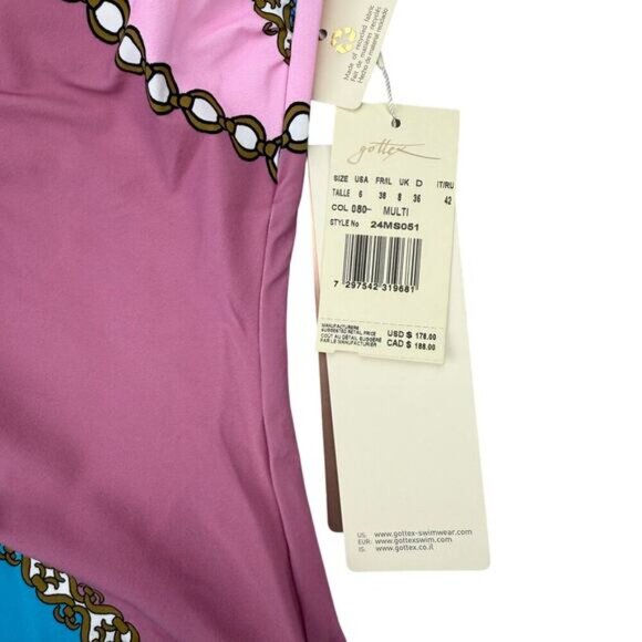 NWT GOTTEX Modern Shades One Shoulder Women's Swimsuit Size 6 Multicolor - Picture 3 of 6